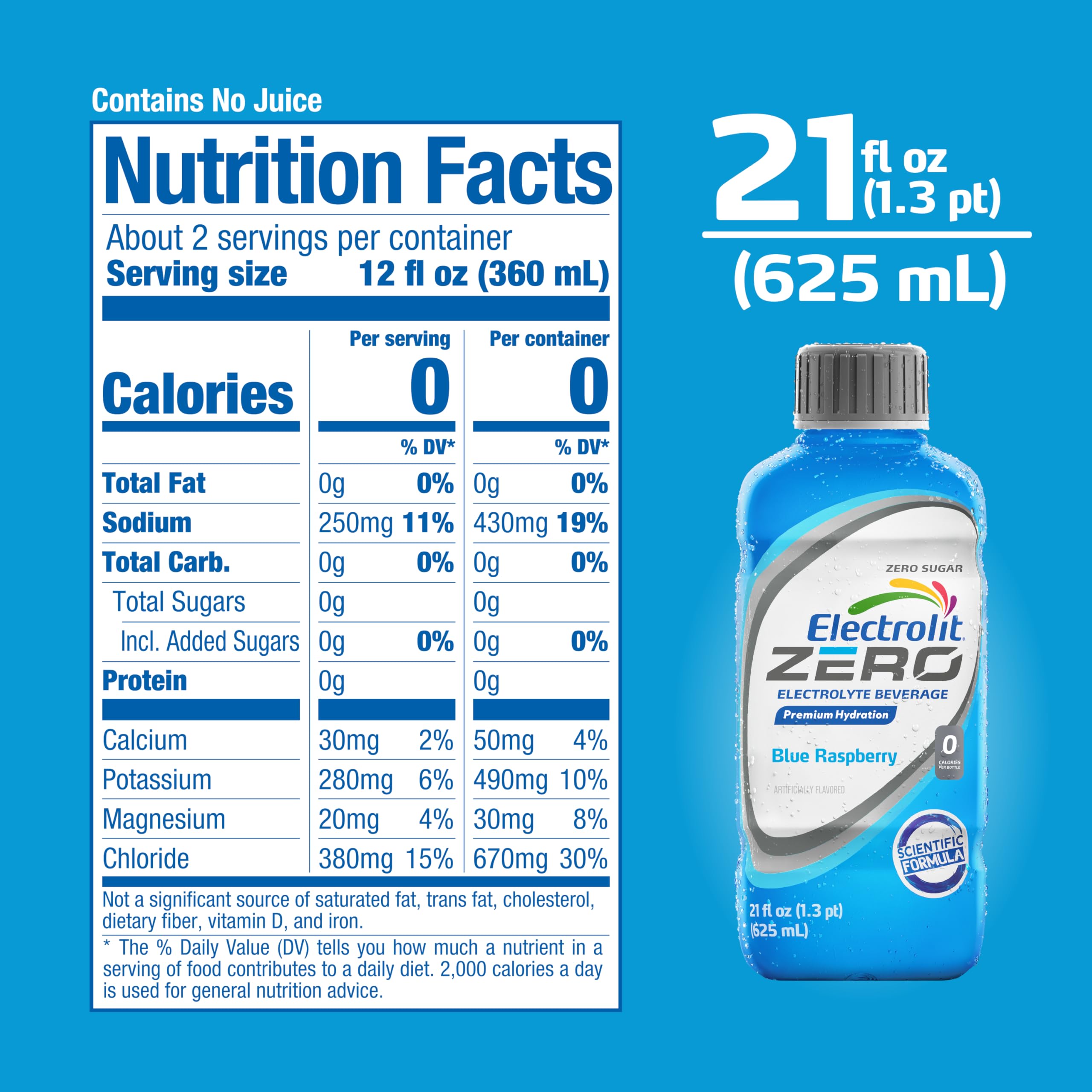 Electrolit single 21oz bottle next to a measuring tape showing serving scale