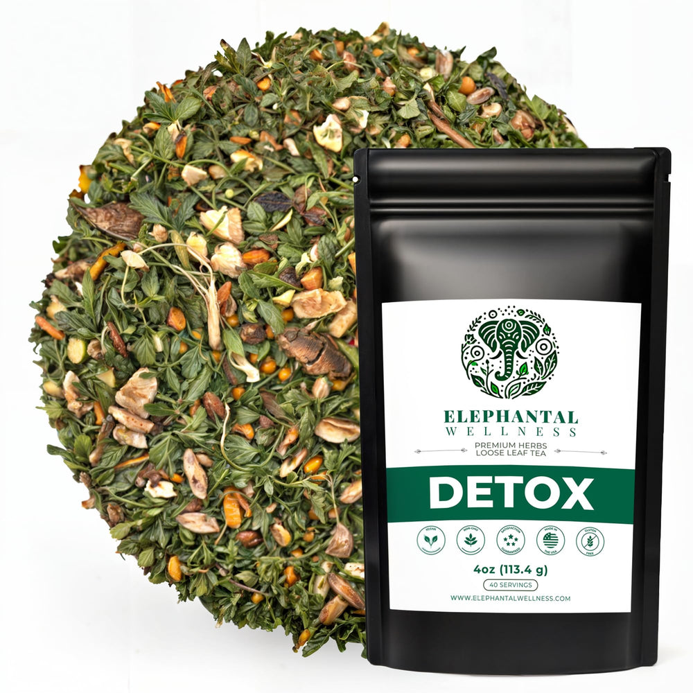 Elephantal Wellness front packaging showing 4oz bag and brand benefits