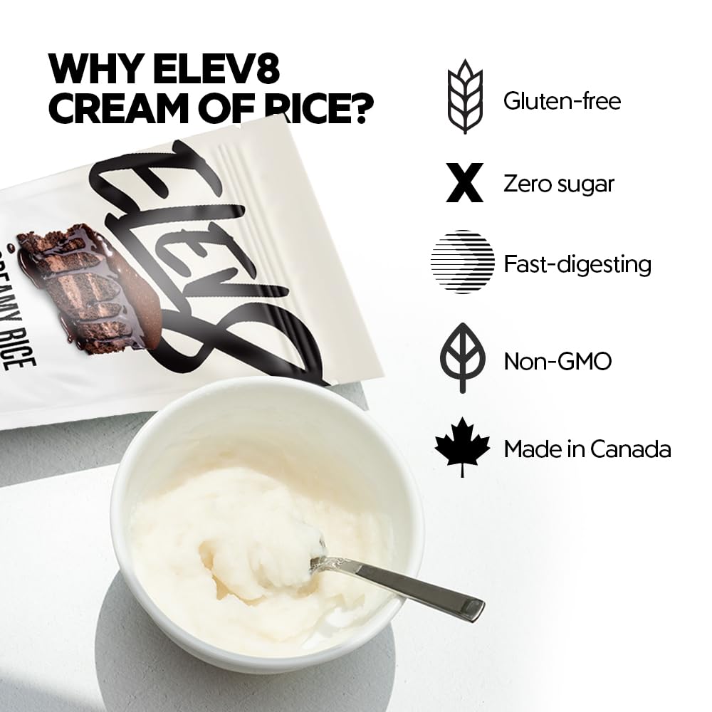 Close-up of Elev8 Creamy Rice silky texture illustrating smooth mouthfeel
