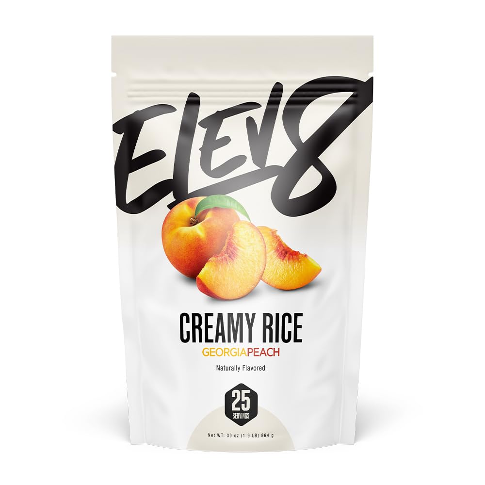 Elev8 Foods front packaging showing Georgia Peach cream of rice, convenient fuel