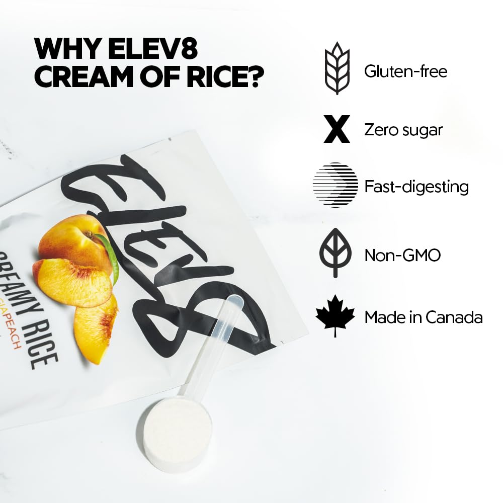 Elev8 Foods scoop of Georgia Peach powder measuring a single serving for consistency