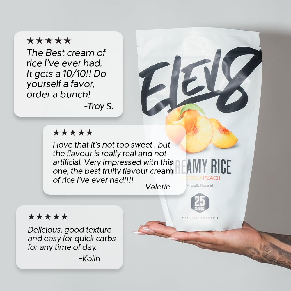 Elev8 Foods package beside scoop and measuring spoon to show serving size scale