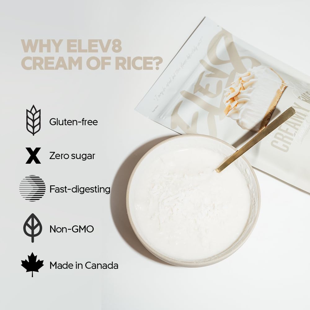 Elev8 Creamy Rice powder texture close-up for smooth mixing benefit