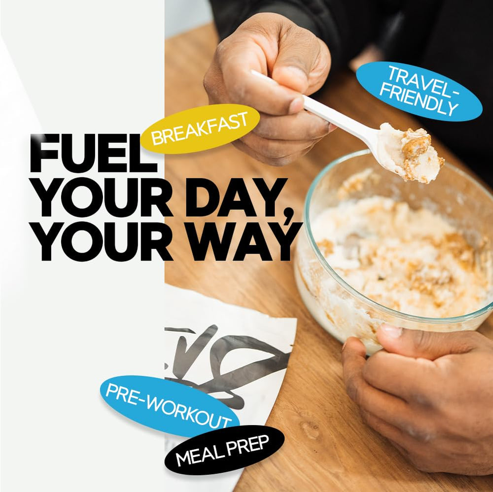 Measuring scoops showing Elev8 Creamy Rice serving size for consistent macros benefit