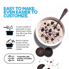 Shaker bottle mixing Elev8 Creamy Rice illustrating fast preparation and convenience benefit