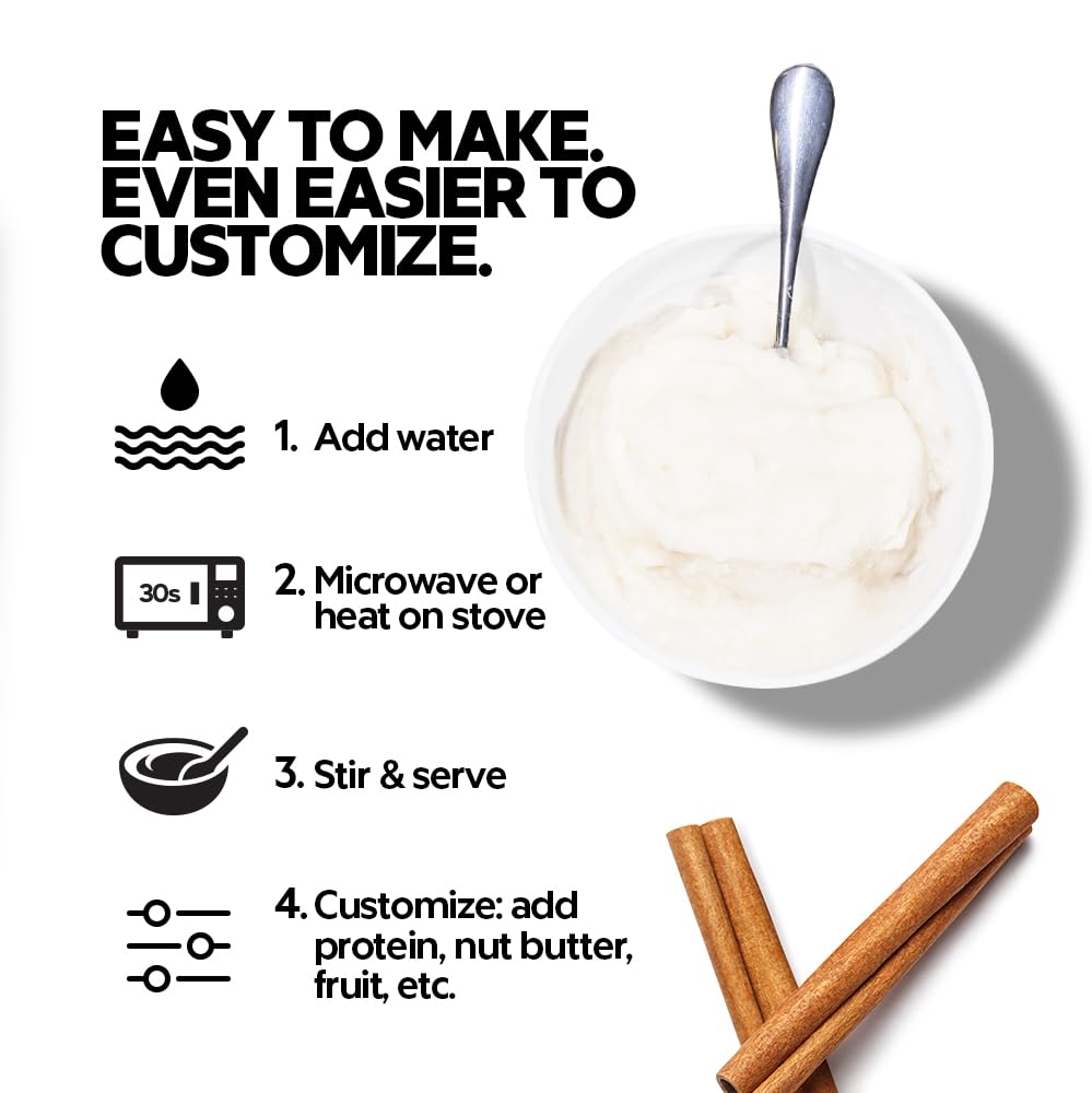 Close-up of Elev8 Creamy Rice texture to highlight smooth porridge consistency and mixability