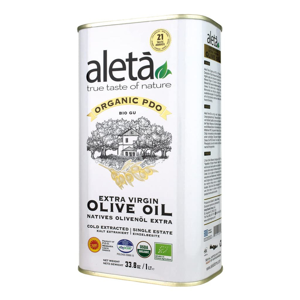 Ellora Farms Aleta 1L tin front view showing packaging and freshness benefits