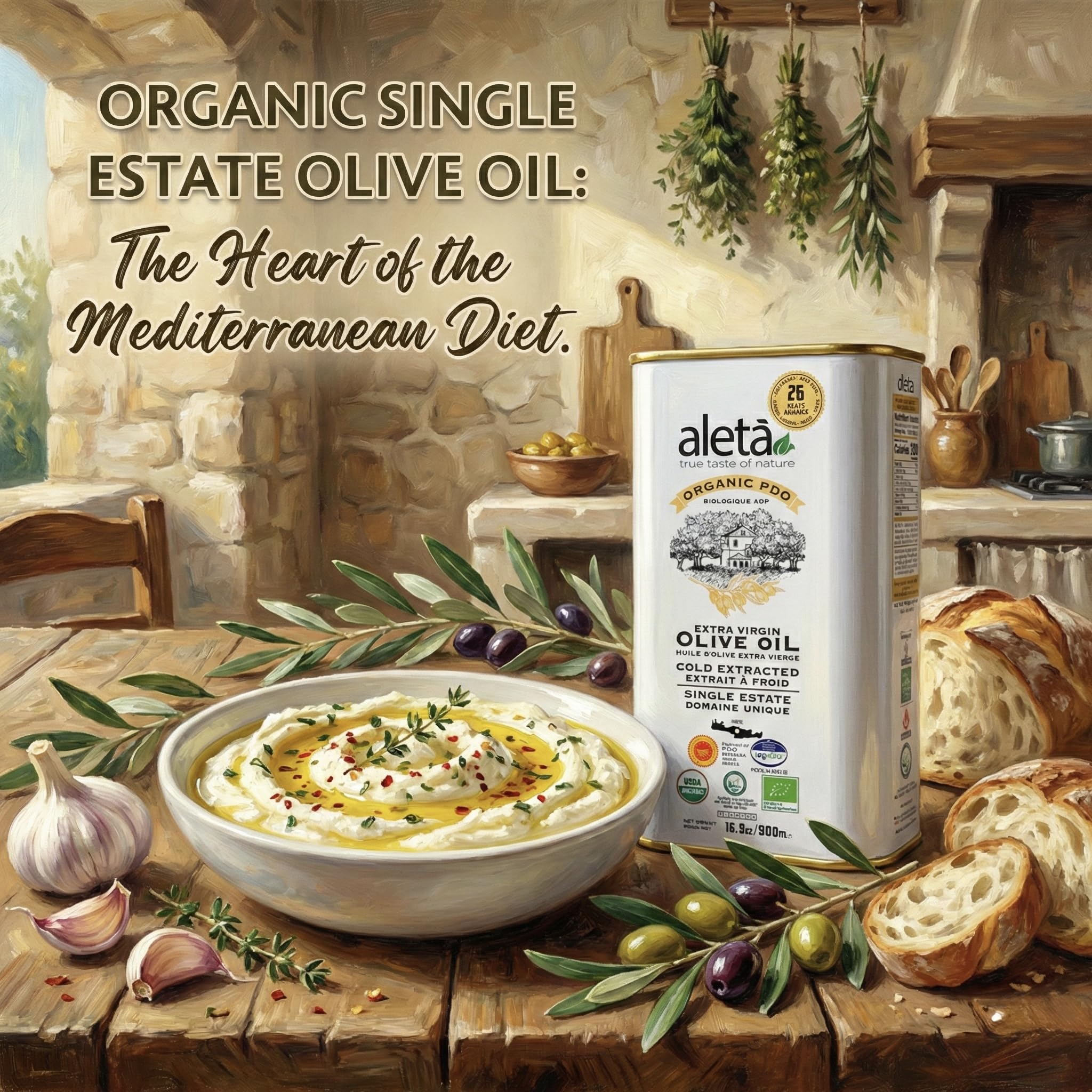 Ellora Farms Aleta label close-up highlighting certifications and origin benefits