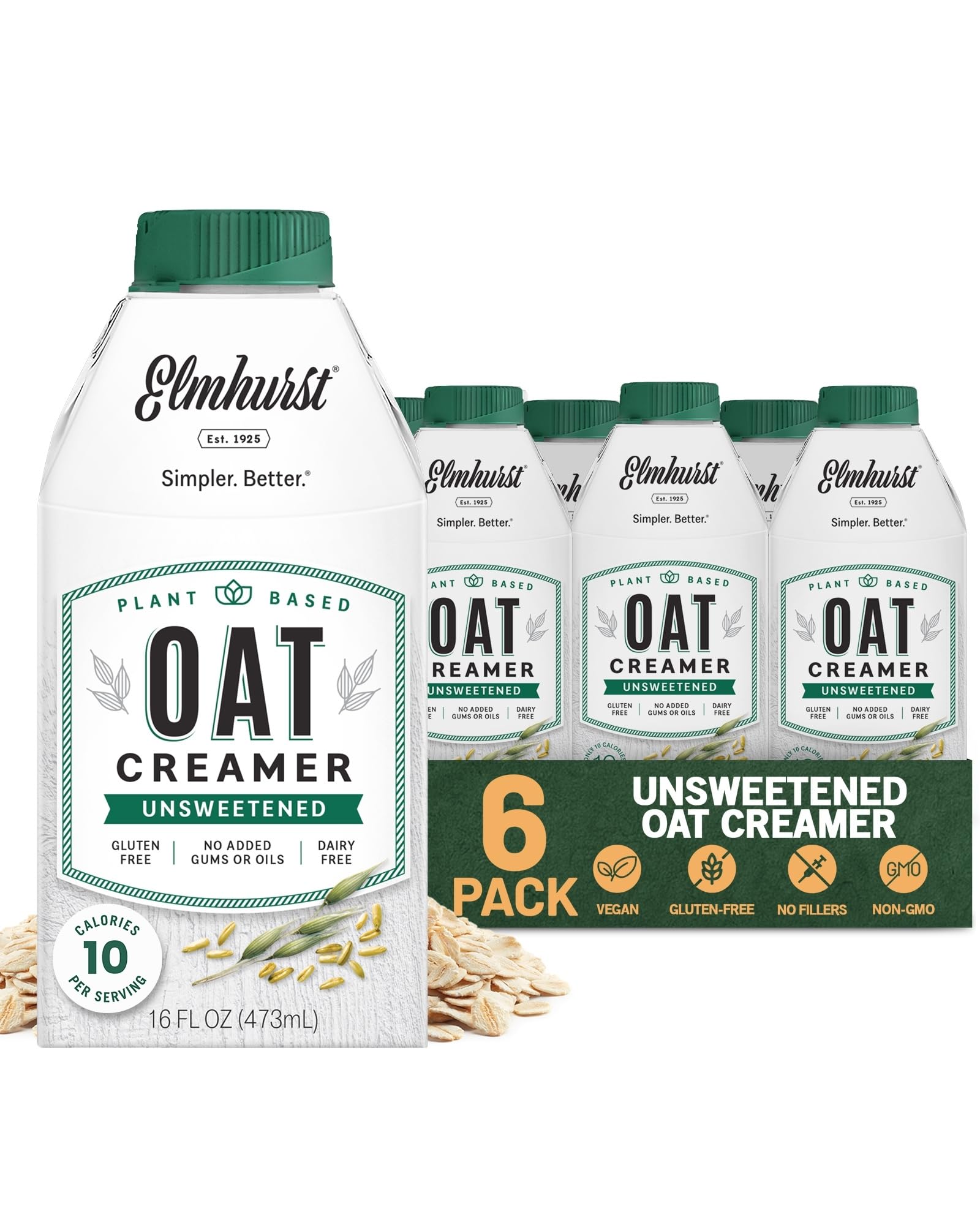 Elmhurst front packaging showing brand and clean-label creamer benefits