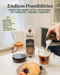 Elmhurst Barista cashew foam closeup displaying dense microfoam and frothing quality