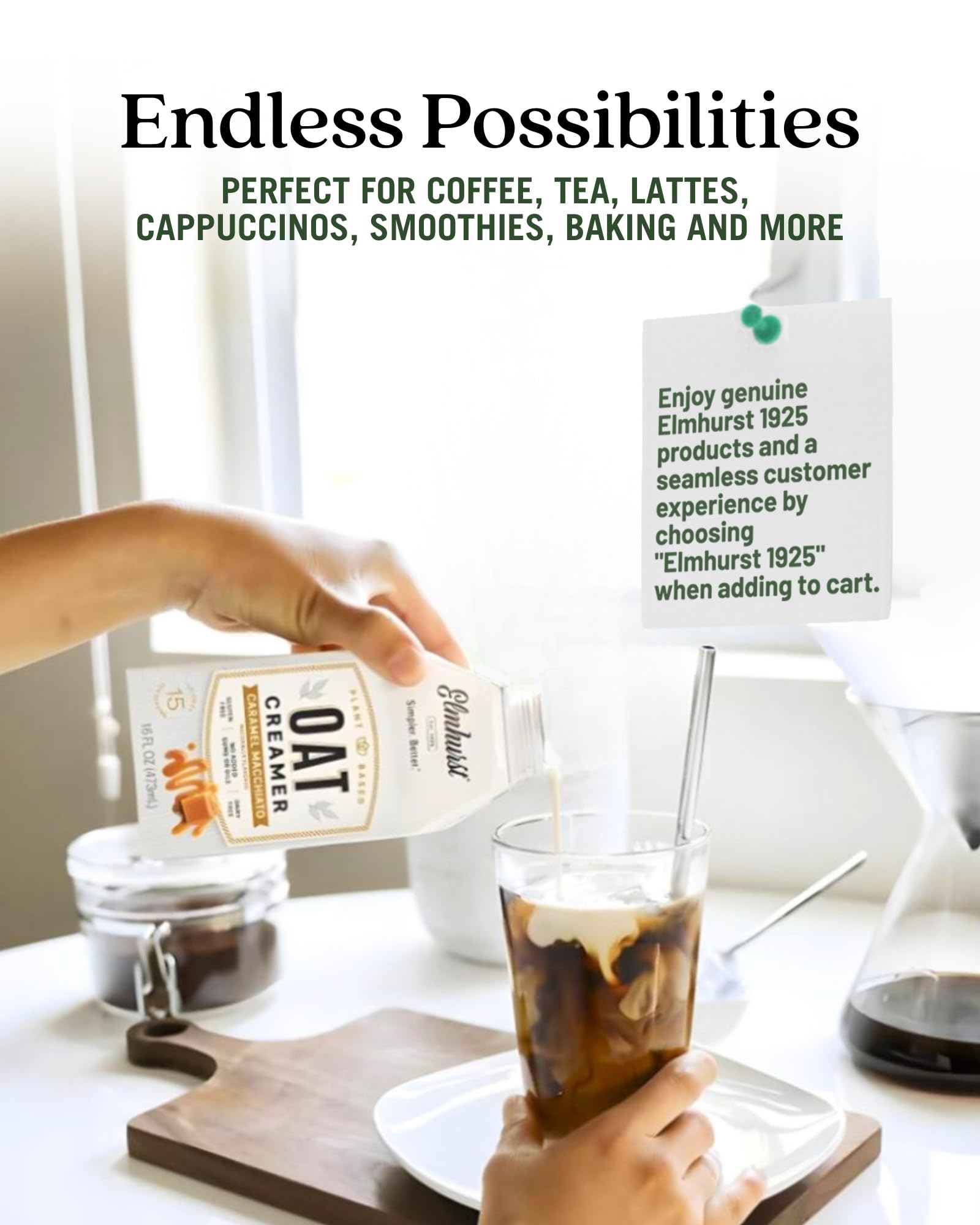 Elmhurst creamer steamed in latte forming microfoam for barista-style drinks