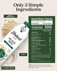 Elmhurst carton side label highlighting simple ingredients and shelf life benefits