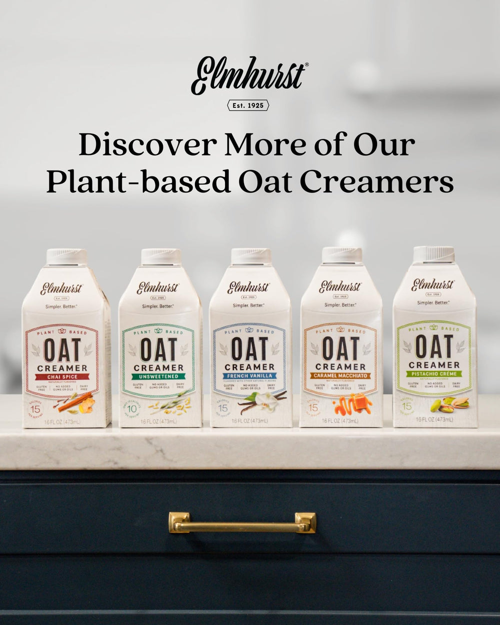 Elmhurst creamer in a kitchen breakfast scene adding creamy taste