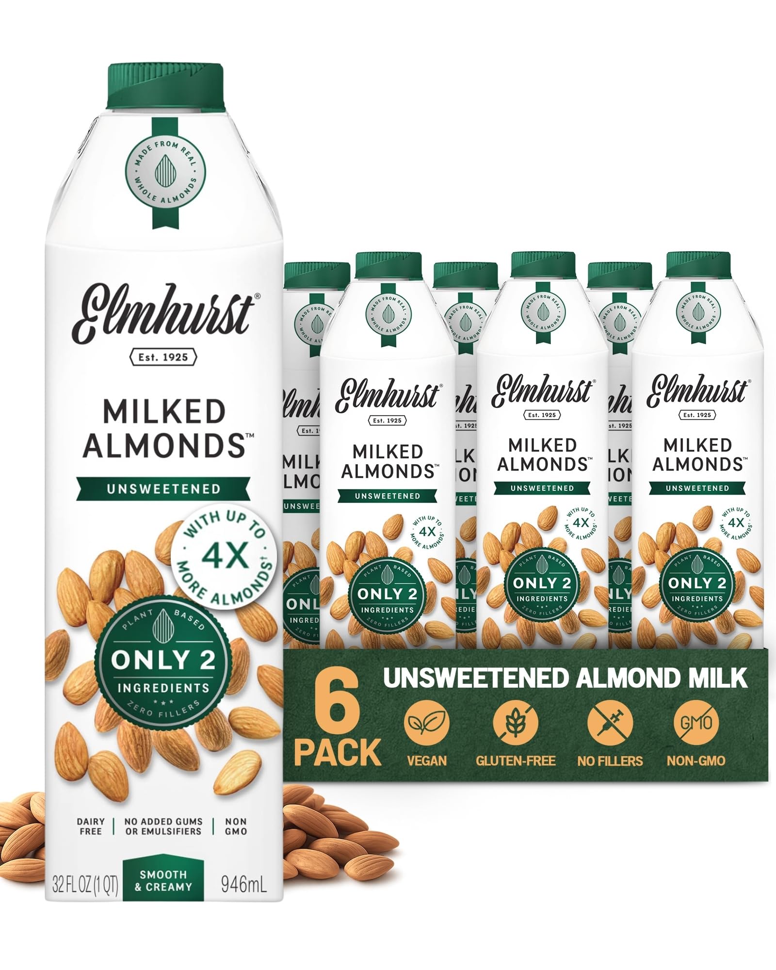 Elmhurst front packaging 32oz showing clean label and unsweetened benefit