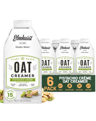 Elmhurst pistachio crème front packaging showing product identity and convenience