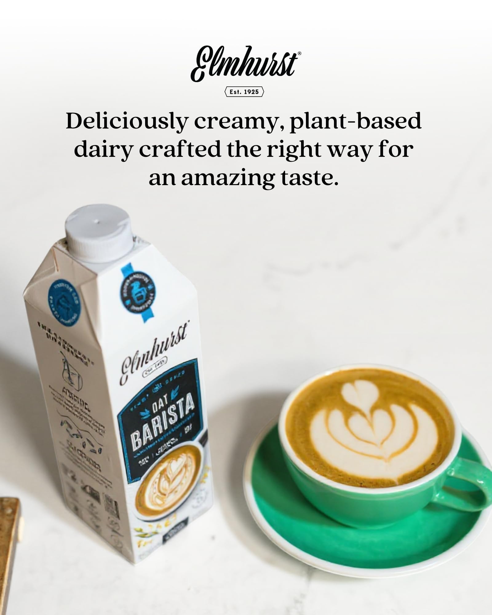 Elmhurst oat milk blended into a fruit smoothie demonstrating creamy texture benefit