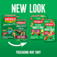 Emerald single 100-calorie pack opened displaying whole almonds for portability