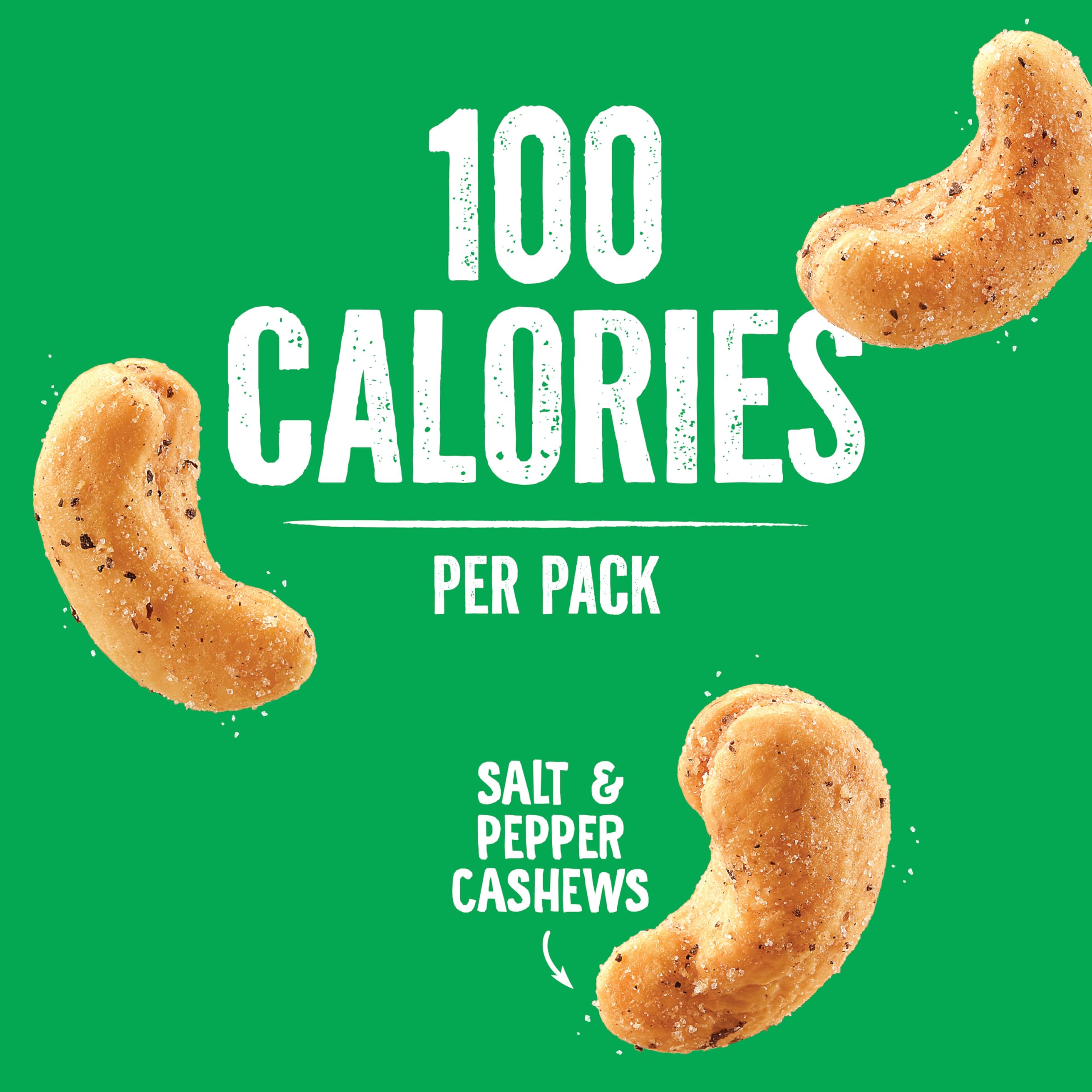 Emerald hand holding a single pack demonstrating portable 100-calorie snack sizing