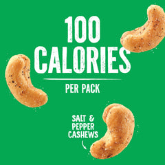 Emerald hand holding a single pack demonstrating portable 100-calorie snack sizing