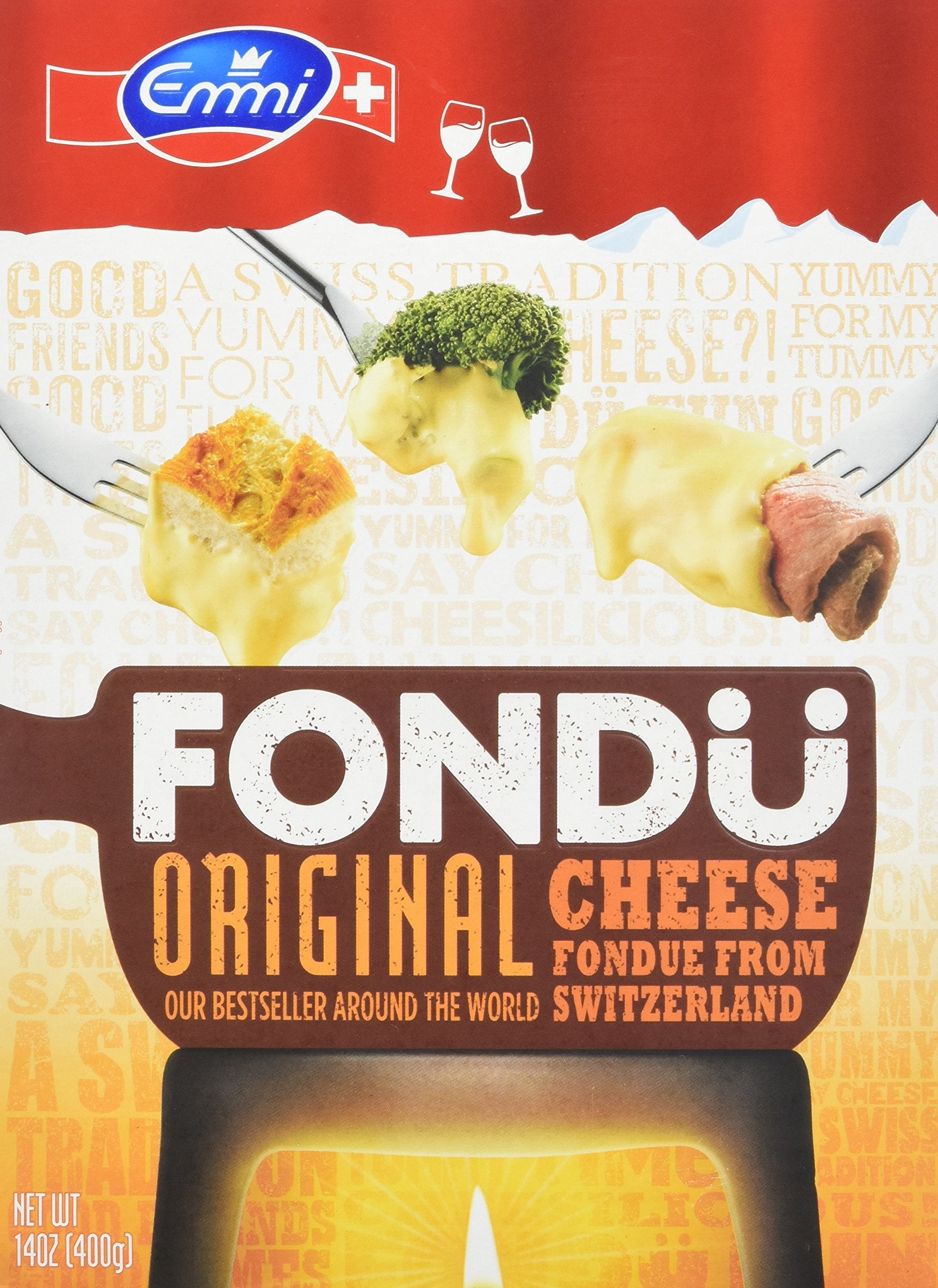 Emmi front packaging showing 400g fondue pot and product branding for easy gifting