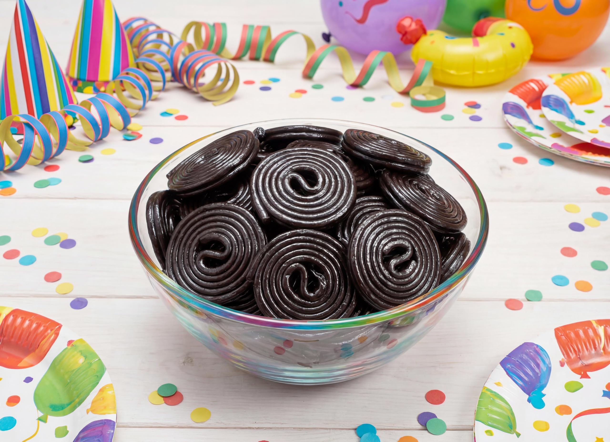 EMPORIUM glass jar filled with licorice wheels for visible freshness