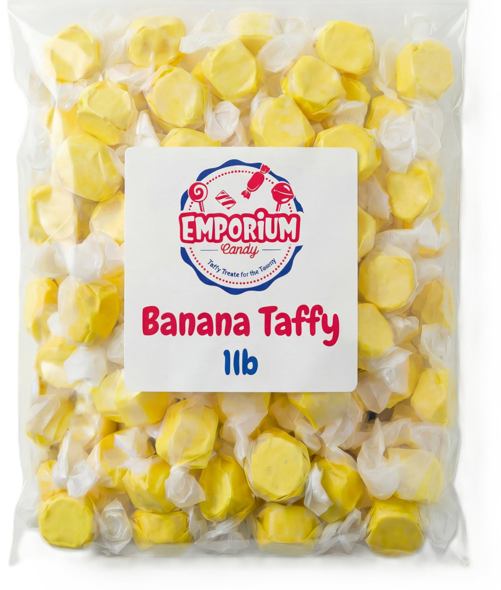 EMPORIUM CANDY TASTY TREATS FOR THE TUMMY close-up of banana taffy texture for soft chew