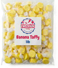 EMPORIUM CANDY TASTY TREATS FOR THE TUMMY close-up of banana taffy texture for soft chew