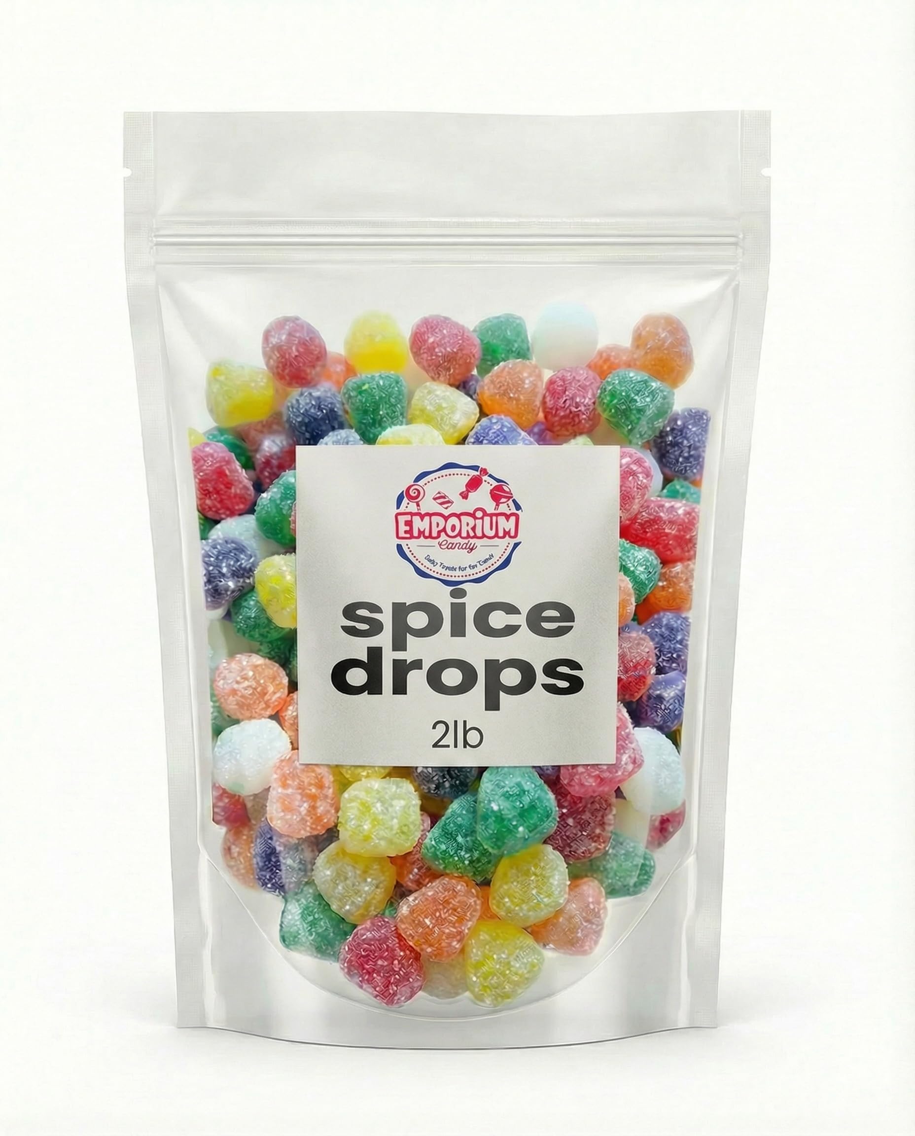 EMPORIUM CANDY sugar-coated surface close-up highlighting sparkly texture