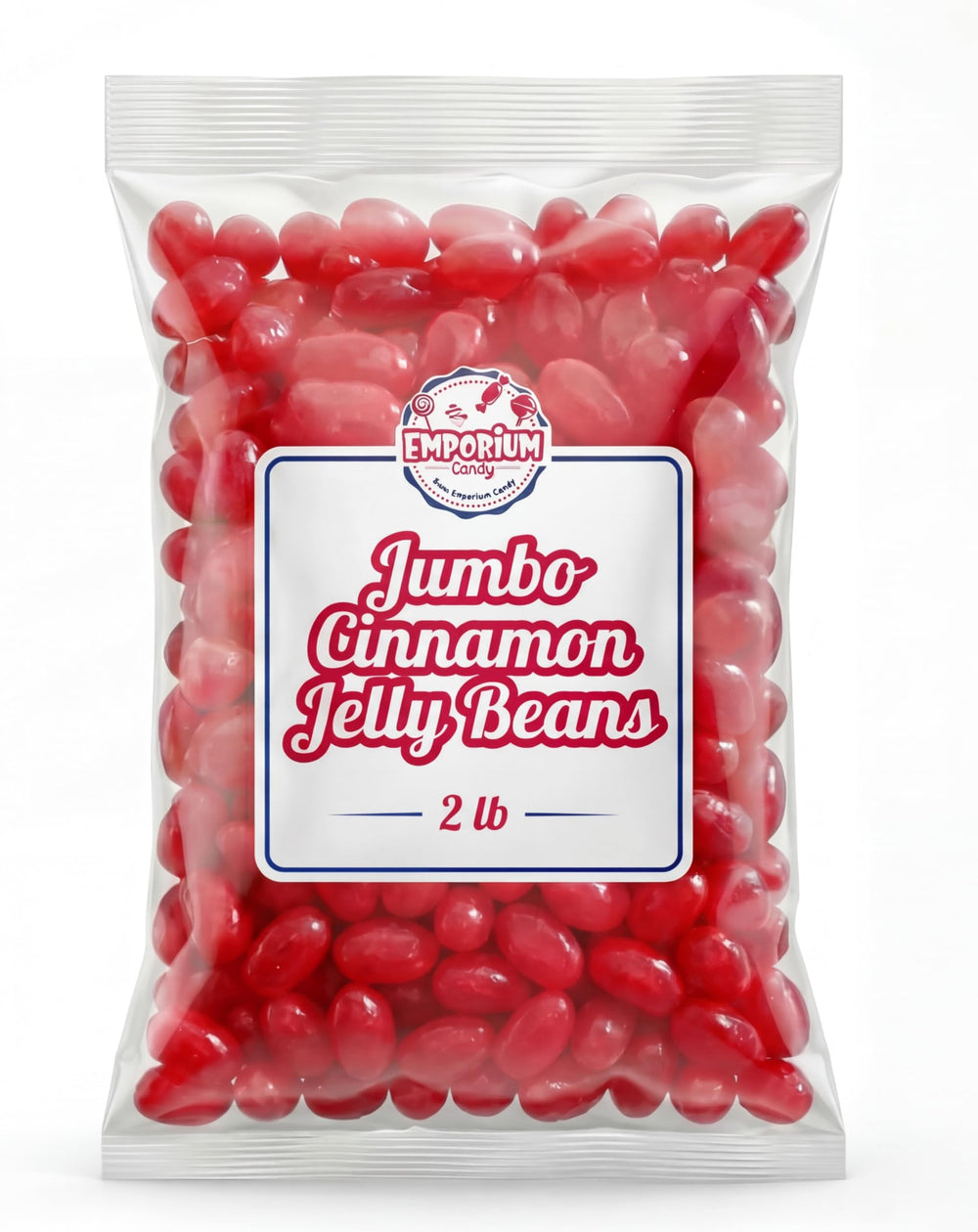 Emporium Candy close-up of jelly beans texture, highlights chewy large size