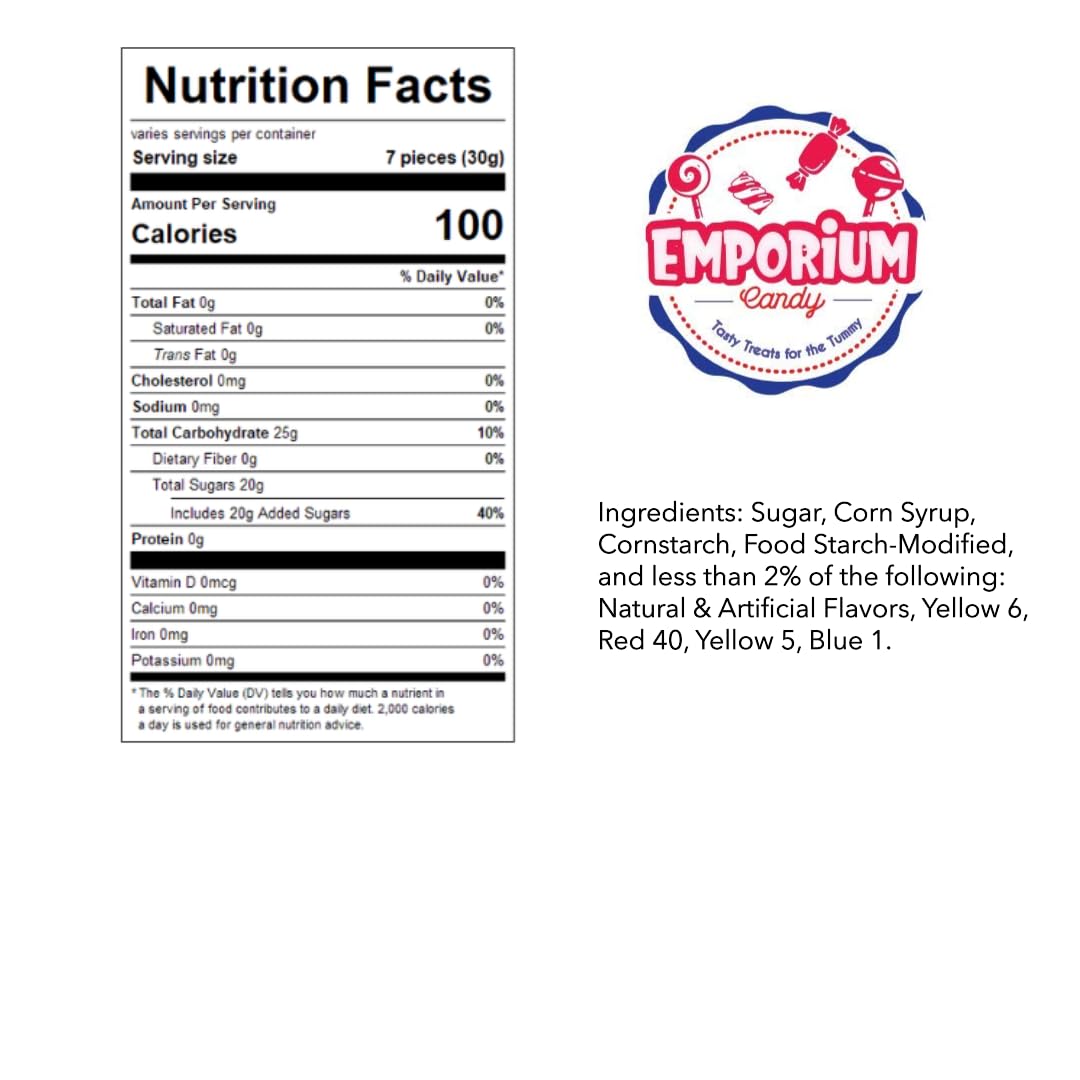 EMPORIUM CANDY label close-up showing product name and ingredient clarity