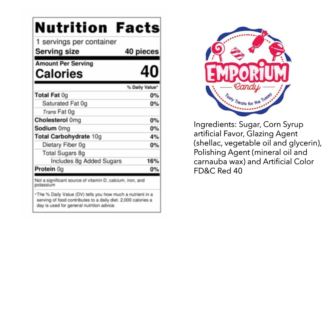 emporium candy label and nutrition panel for ingredient and storage info
