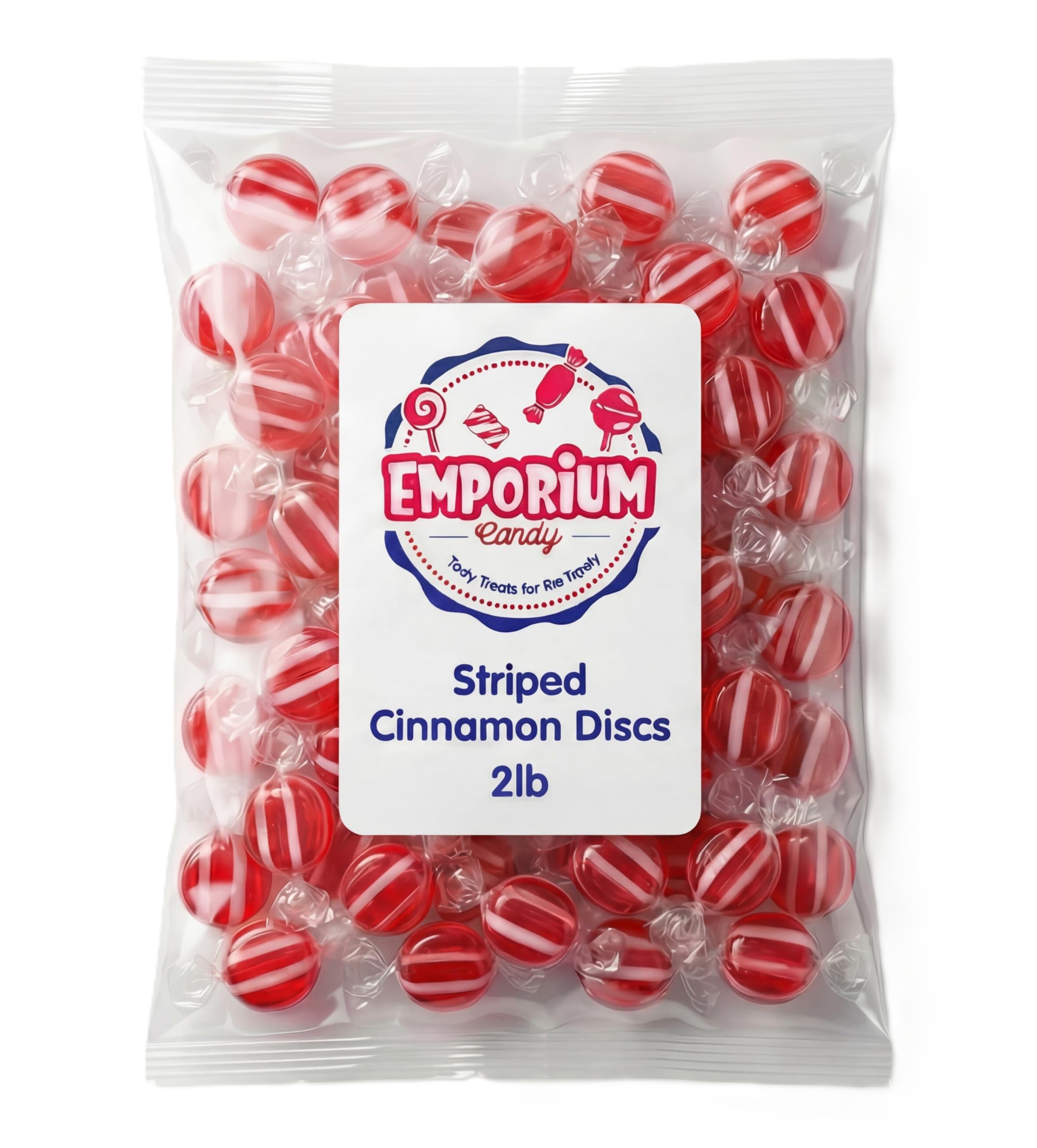 emporium candy close-up of hard disc texture highlighting long-lasting cinnamon flavor benefit