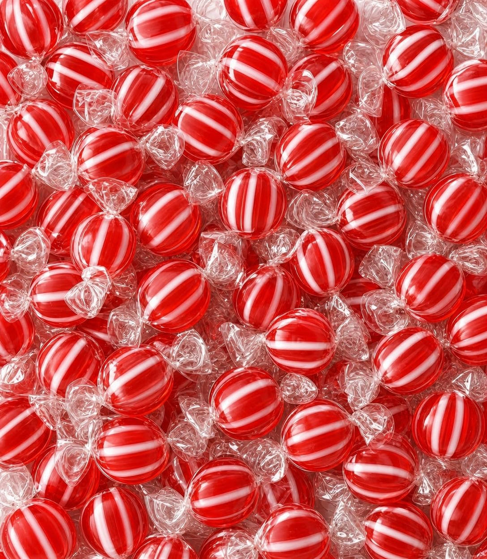 emporium candy front pack showing two-pound bulk bag and striped discs benefit easy stocking