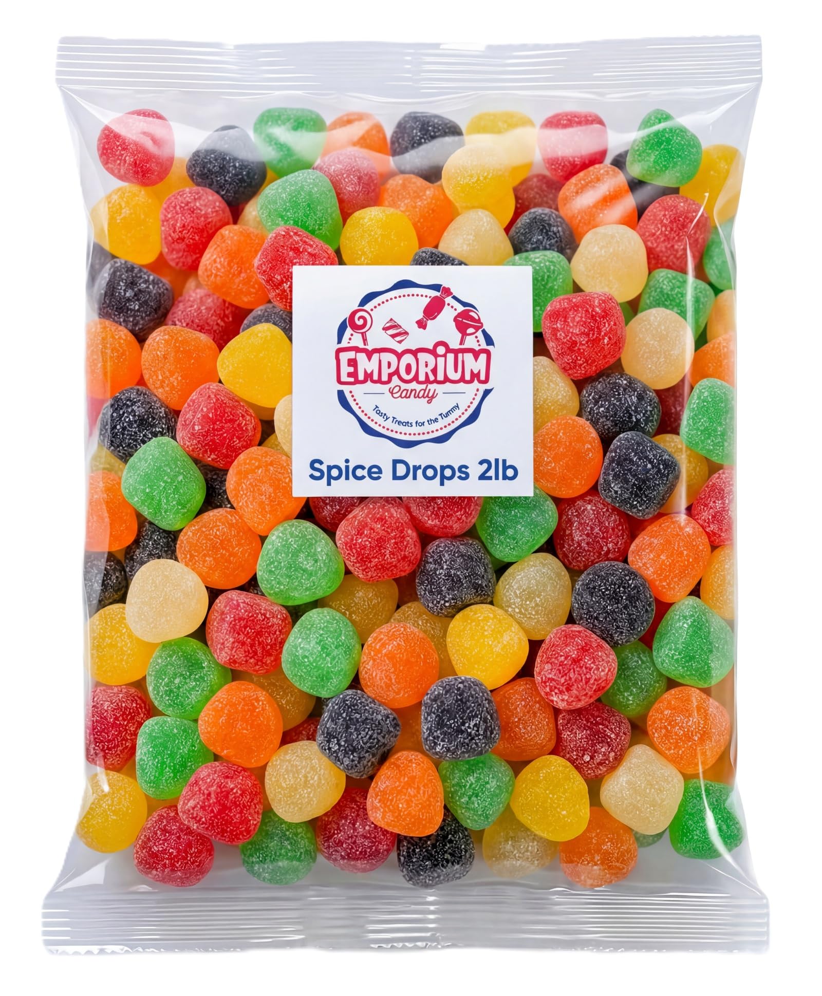 Emporium Candy close-up of sugar-sanded coating highlighting sparkle