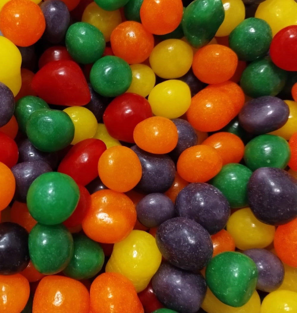 EMPORIUM front of bag showing colorful fruit sours and resealable benefit