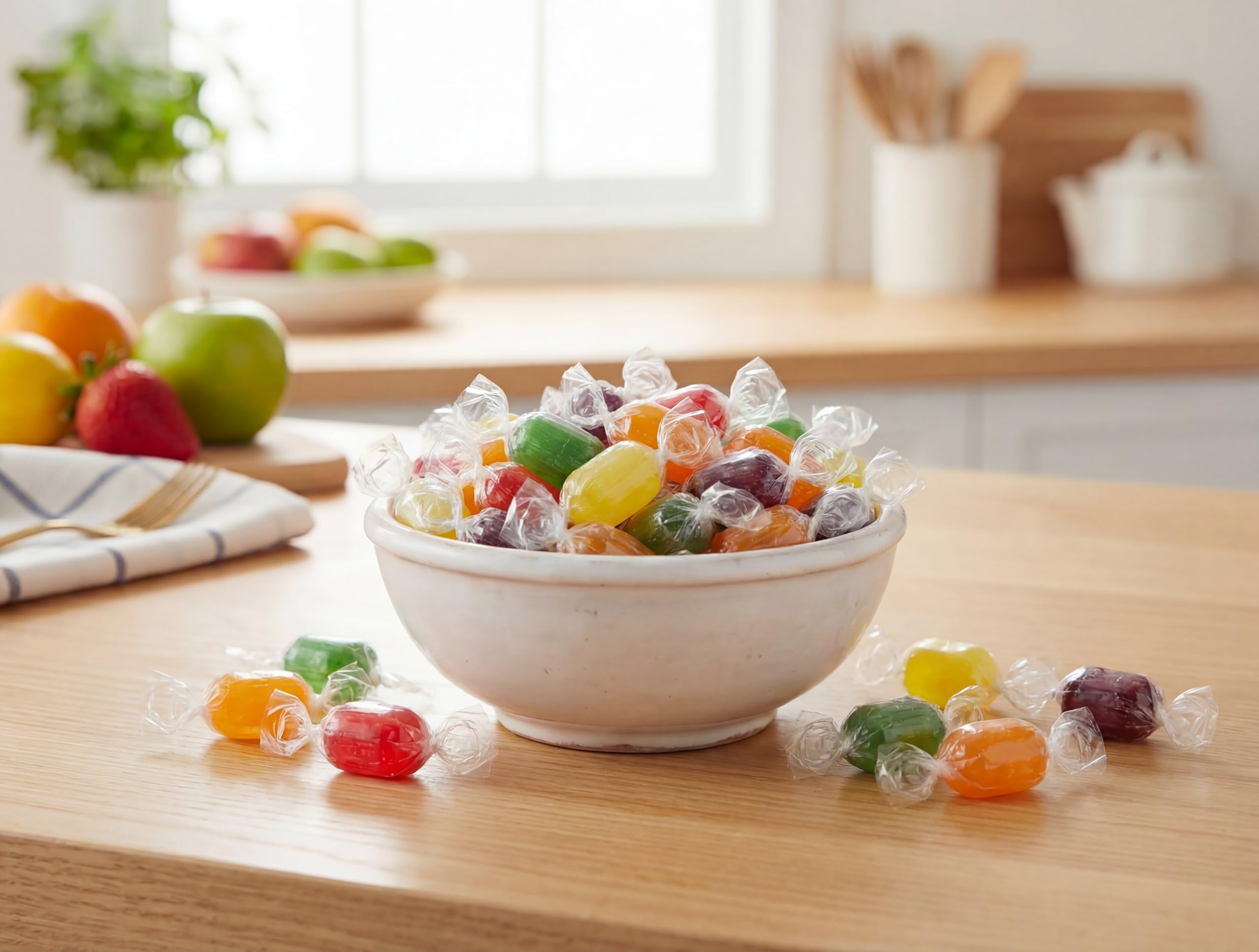 EMPORIUM CANDY TASTY TREATS FOR THE TUMMY individually wrapped pieces scattered for hygienic sharing