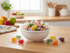 EMPORIUM CANDY TASTY TREATS FOR THE TUMMY individually wrapped pieces scattered for hygienic sharing