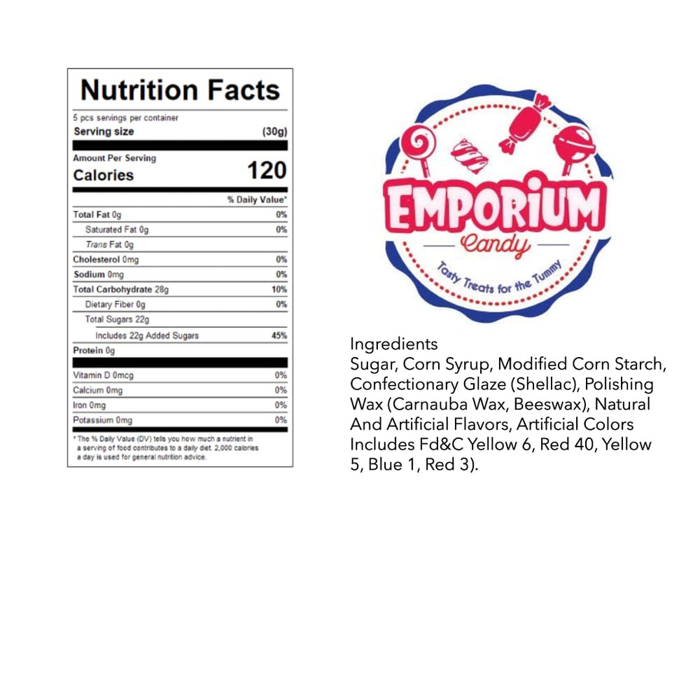 Product label and ingredients panel for Emporium Jelly Beans aiding informed choices