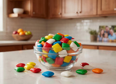 EMPORIUM scattered fruit-flavored square tabs offering colorful variety for candy dishes