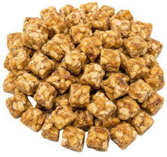 EMPORIUM front of bag showing 2 lb peanut squares and branding benefits freshness