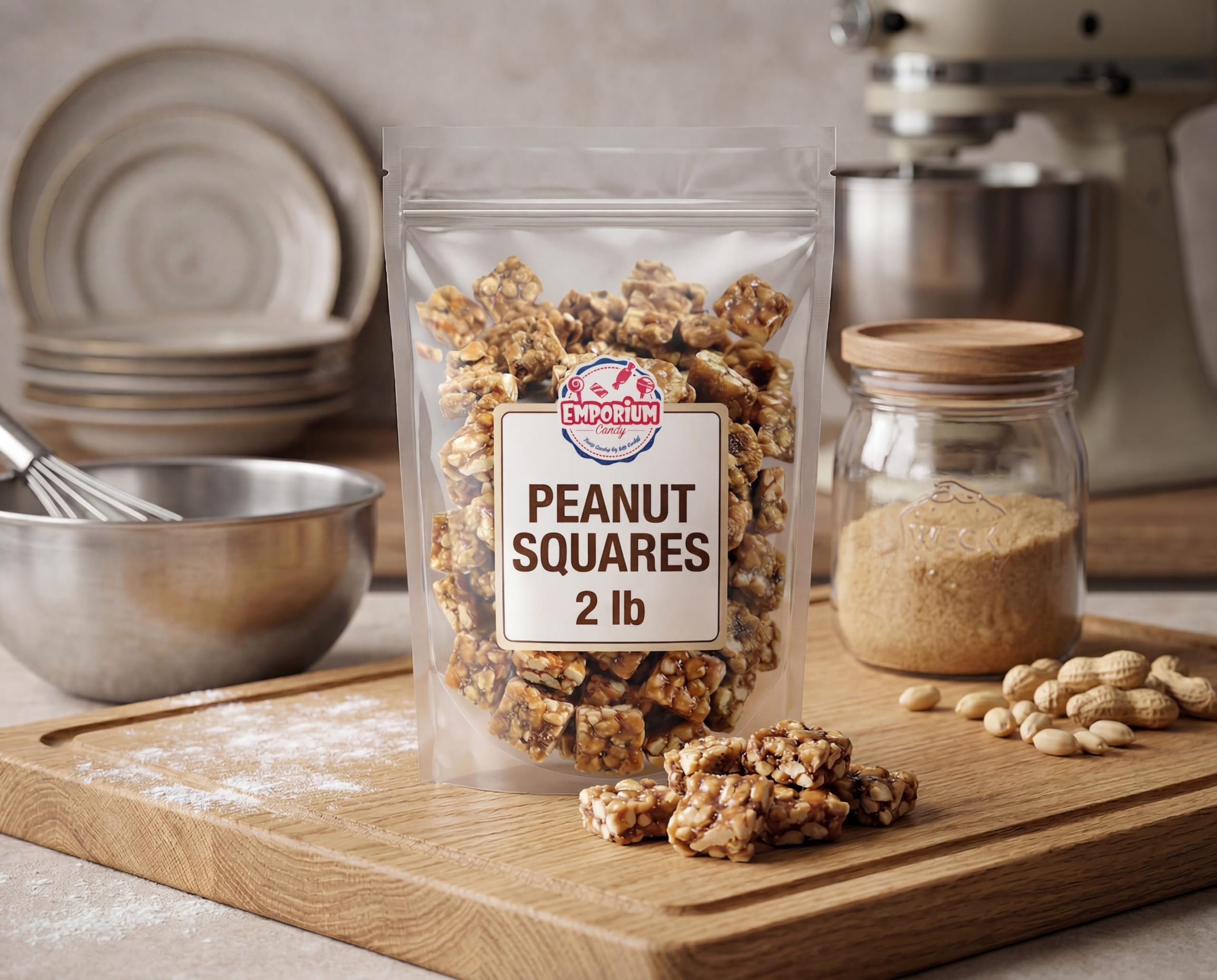 EMPORIUM peanut squares in a serving bowl for parties and easy snacking