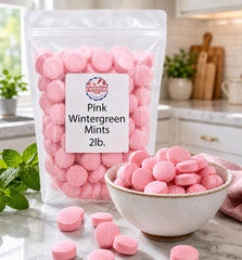 EMPORIUM pink mints in a glass bowl for attractive candy buffet display