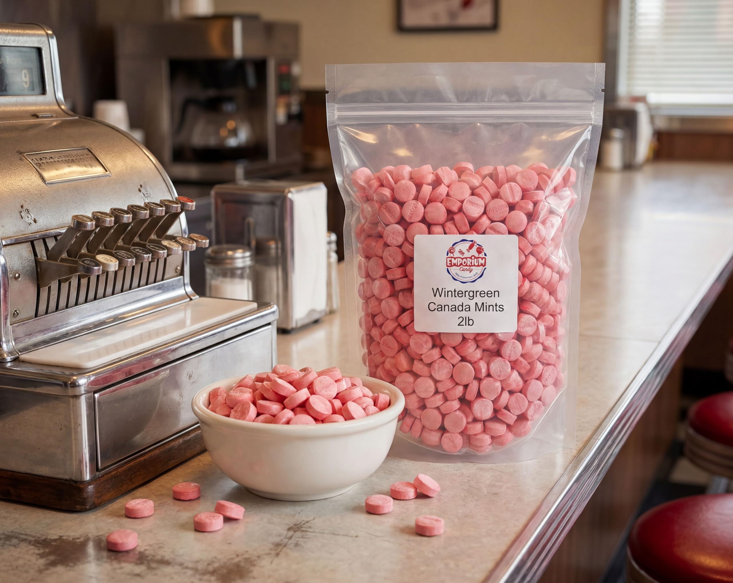 Emporium Candy mints in hand for scale and quick portioning benefit