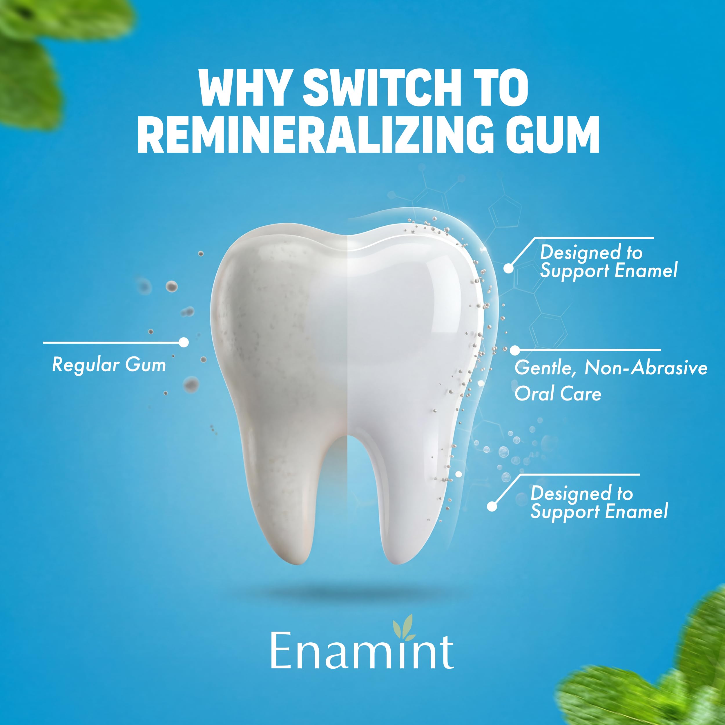 Person chewing Enamint after a meal demonstrating fresher breath benefit