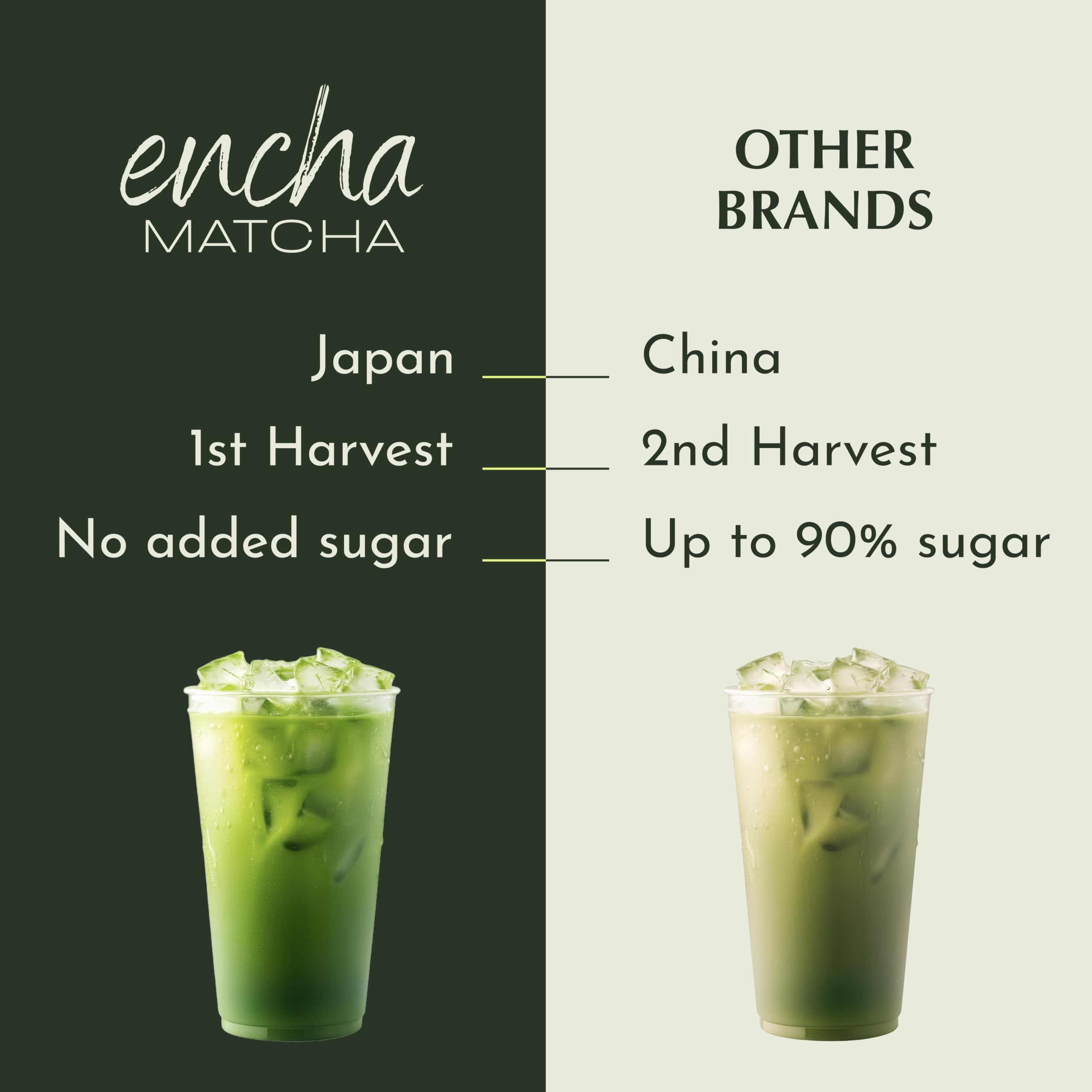 Encha scoop and teaspoon next to tin showing serving size clarity