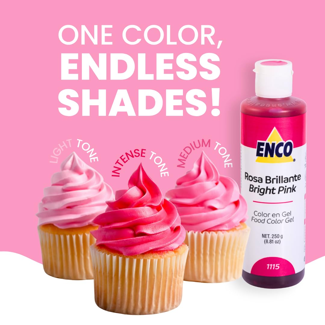 ENCO bright pink frosting swatch demonstrating vivid color payoff and coverage