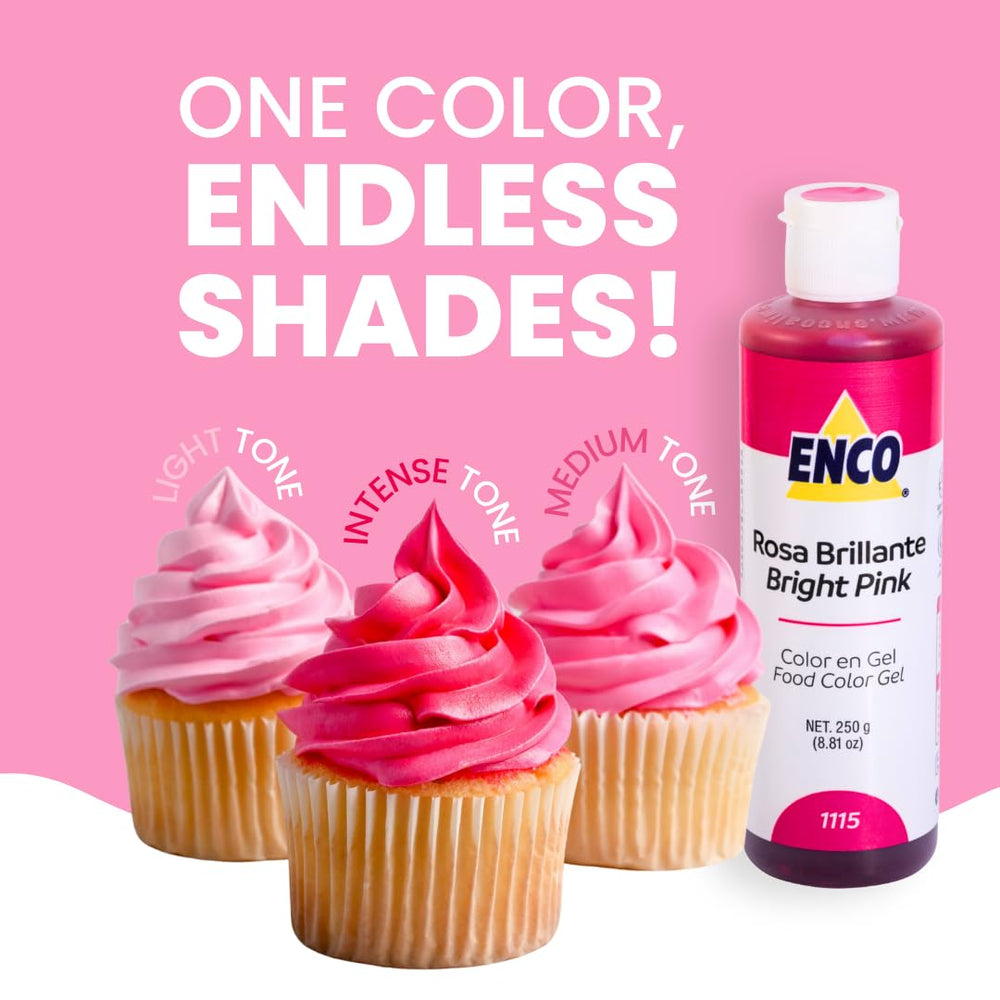 ENCO bright pink frosting swatch demonstrating vivid color payoff and coverage