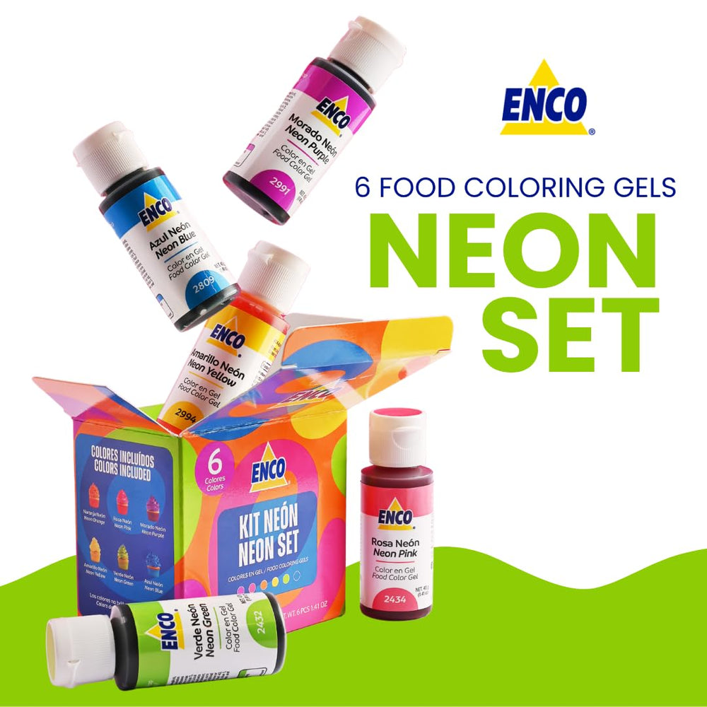 ENCO neon gel tubes arranged top view highlighting color range and convenience
