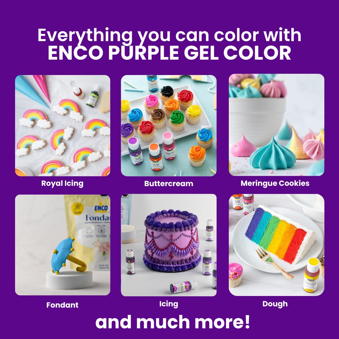 ENCO purple-colored cupcakes styled for celebration to showcase finished color result