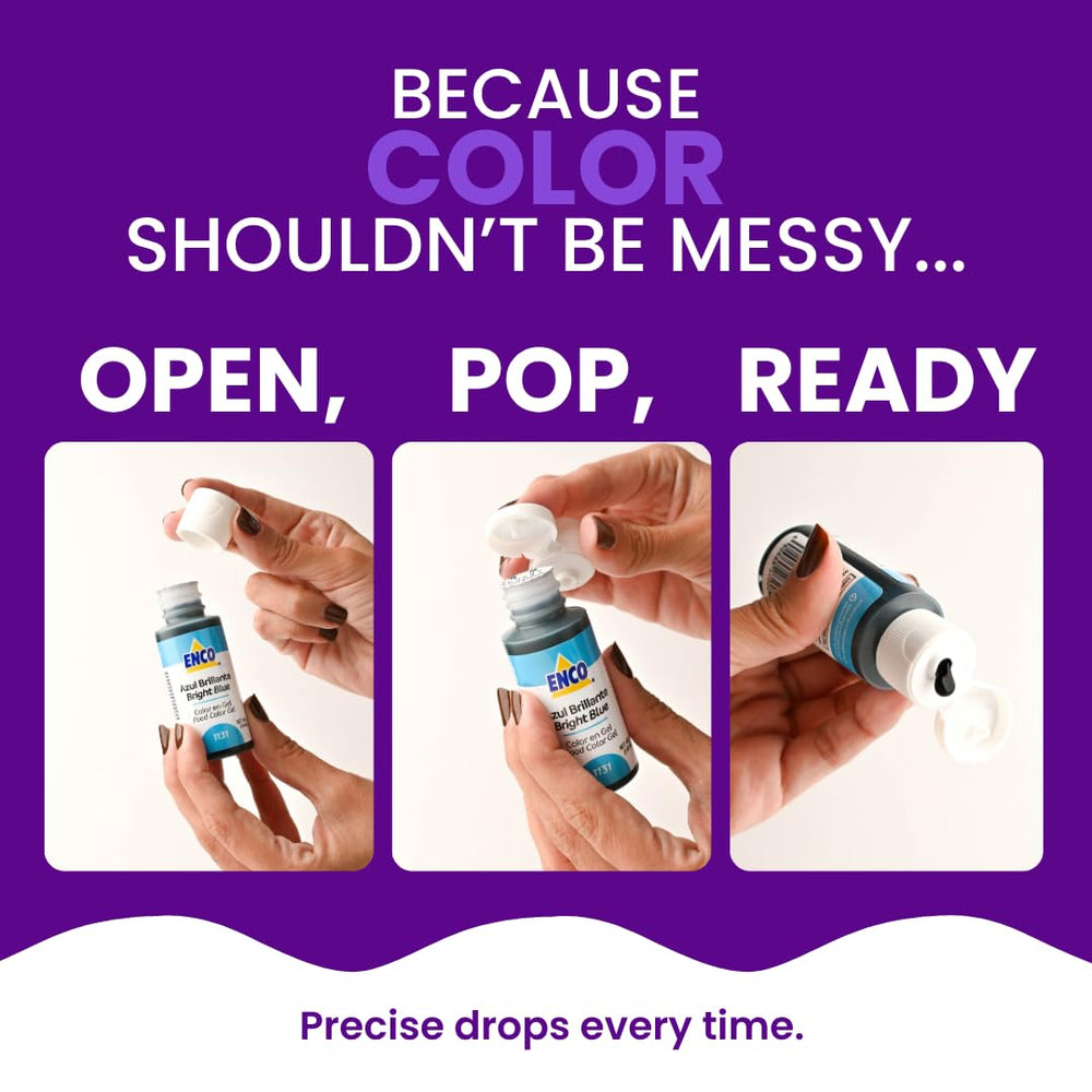 ENCO purple gel beside measuring spoon illustrating small amount needed per recipe